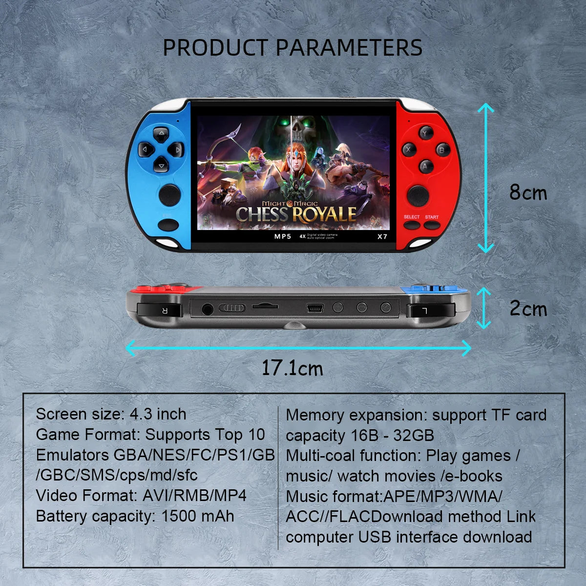 ArcadiaMini™ X7 4.3inch Game Console - Built-in 6000+ Games