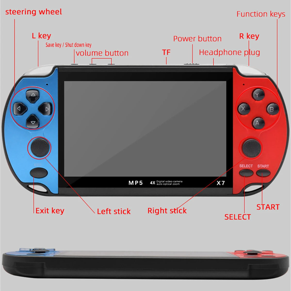 ArcadiaMini™ X7 4.3inch Game Console - Built-in 6000+ Games