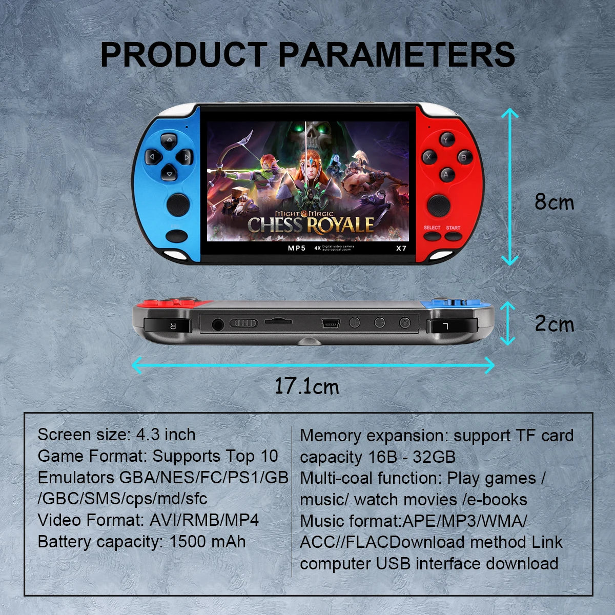 ArcadiaMini™ X7 4.3inch Game Console - Built-in 6000+ Games